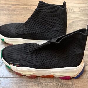 Kurt Geiger Black Knit Sock Sneakers with Multicolor Grip Pods